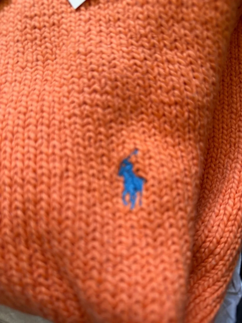NWT Polo Ralph Lauren Orange Crewneck The Luxury Cotton Sweater Knit Casual M